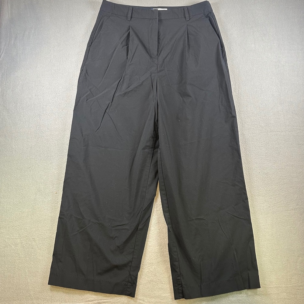 Old Navy Taylor High-Rise Wide Leg Trousers Black 14 Pleated Adjustable Waist